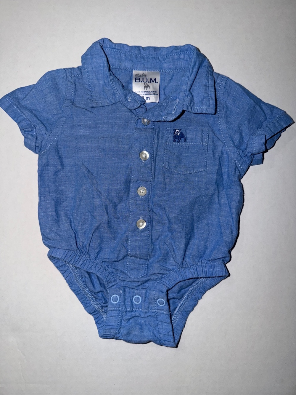 Baby B.U.M. 3M Blue Button-Up Onesie